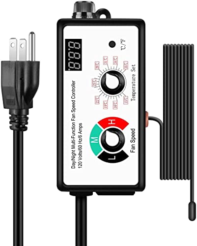 iPower Variable Vent Duct Inline Blower Fan Speed Adjuster with Temperature Controller for HVAC Ventilation System, 750W 6A