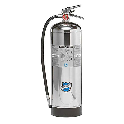 Buckeye 50000 Stainless Steel Water Pressurized Hand Held Fire Extinguisher with Wall Hook, 2.5 Gallon Agent Capacity, 7' Diameter x 9' Width x 24-1/2' Height