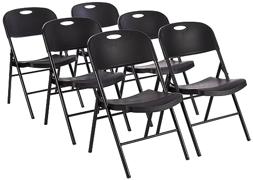 Amazon Basics Folding Plastic Chair with 350-Pound Capacity - Black, 6-Pack