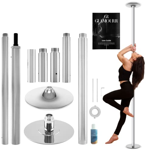 GLAMOURR Stripper Pole for Home Kit with Bonus Liquid Chalk | 9 Feet + Extra 20 Inches Extension for Static or Spinning Pole Dancing | Dancing Pole and Fitness | Perfect Lap Dance Pole for Bedroom