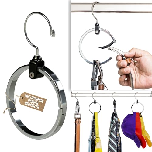 Multipurpose Closet Hanger Organizer ROLLY HANGER Great Space Saver Cut Clutter in The Closet Ideal Organizer for Belts, Baseball Hats, Ties, Scarves, Purses and Much More Versatile Hanger