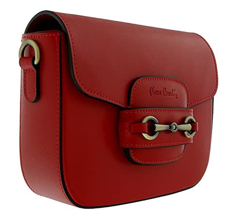 Pierre Cardin Red Leather Medium Vintage Classic Square Shoulder Bag for womens