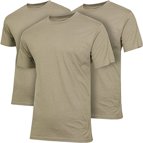 Mission Made Crew Neck T-Shirts (3 Pack) Tagless Tactical Military Tees for Men (Coyote Tan, X-Large)