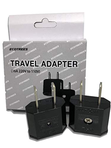 Ecotrees Travel Small European to US Plug Adapter 220v to 110v Travel Adapter Set of 2 / Plug Type C or Plug Type F to Type A (US Standard)/ None Power Convert