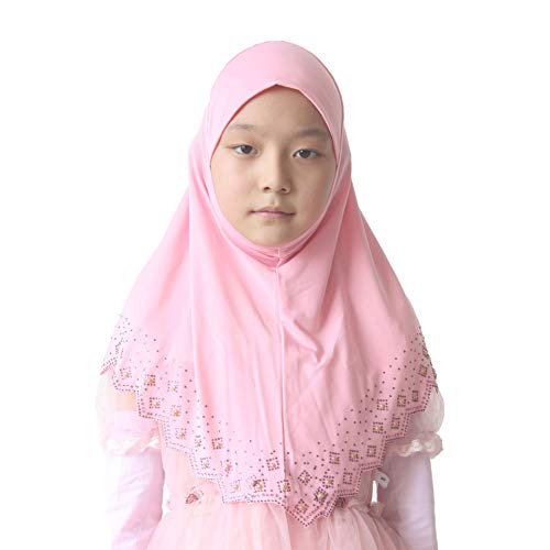 Modest Beauty Girls/Children Hijab Scarf Headscarf Wrap one Piece Muslim Amira with Czech Drill