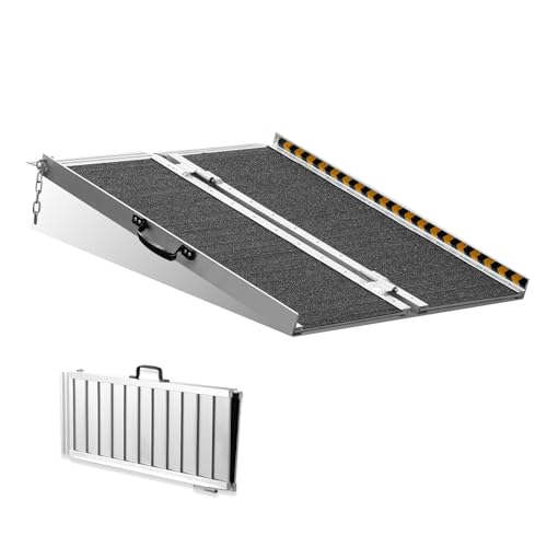 VEVOR Portable Wheelchair Ramp 2FT, Non-Slip Aluminum Folding Handicap Ramp, Door Threshold Ramps for Wheelchair for Home,Wheel Chair Ramp Steps, Cars, Scooter, Cart, Curbs, Stairs