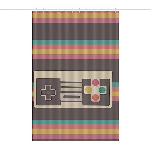 Video Game Controller Gamepad Shower Curtain with Grommets and Hooks Waterproof Bath Curtains for Bathroom Showers Bathtubs Decoration