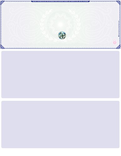 Blank Hologram Premium Computer Checks, Top High Security Laser Checks with Perforated Vouchers, Qty. 500 Blue Green