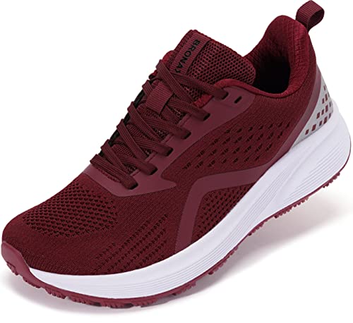 BRONAX Wide Toe Tennis Shoes for Women Comfy Mesh Size 6.5w with Arch Support Breathable Rubber Sole Casual Walking Running Outdoor Sports Female Sneakers Gym Athletics Red 37