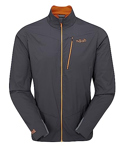 RAB Men’s VR Ridgeline Jacket Lightweight Breathable Softshell Coat for Trail Running - Ebony - Large