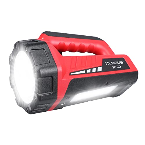 klarus RS10 Rechargeable Spotlight Flashlight with White/Red Flood Light, Camping Lantern Flashlight Combo, 8000mAh Capacity, 7 Light Modes Led Large Flashlight for Hurricane Emergency, Outdoor