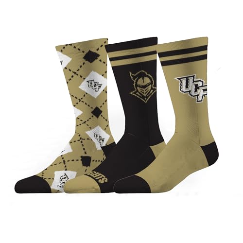 Strideline NCAA Mens Dress Socks- Campus Collection 3 Pack-UCF-Size M/L (8-12)