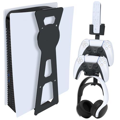 Gooditour Wall Mount Stand for Playstation 5, Controller Holder, Wall Mount Kit Including 2 Accessory Holders for Remote Controller&Headphone Set