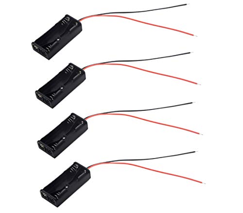 LampVPath (Pack of 4 AAA Battery Holder, 2 X 1.5V AAA Battery Holder with Leads, AAA Battery Holder with Wires