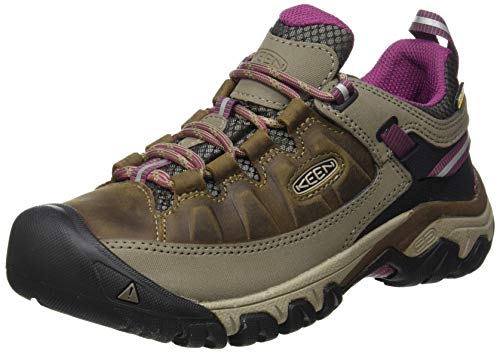 KEEN Women's Targhee 3 Low Height Waterproof Hiking Shoes, Weiss/Boysenberry, 8.5