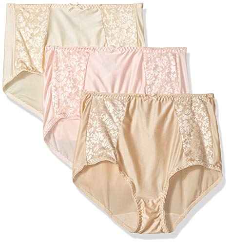 Bali Women's Double Support Pack, Cool Comfort Underwear, Full Coverage Brief Panty, 3-Pack (Colors May Vary), Soft Taupe/Light Beige/Blushing Pink, 7
