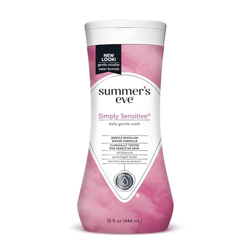 Summer's Eve Simply Sensitive Daily Gentle All Over Feminine Body Wash, Removes Odor, Feminine Wash pH Balanced, 15 fl oz