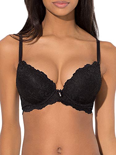 Smart & Sexy Women's Maximum Cleavage Underwire Push Up Bra, Black Hue, 42C