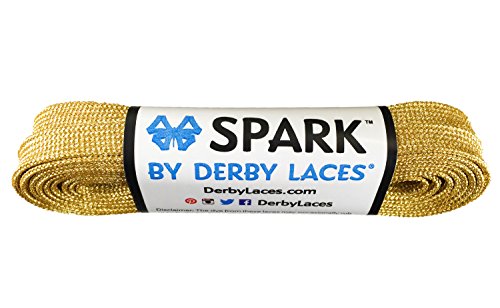Derby Laces Gold Spark Shoelace for Shoes, Skates, Boots, Roller Derby, Hockey and Ice Skates (120 Inch / 305 cm)
