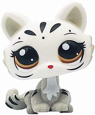 Black & White Big Eye Cat Mini Pet Shop - LPS Action Figure, Rare Short Hair Kitten Toy for Kids