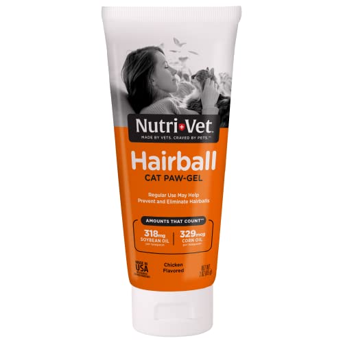 Nutri-Vet Cat Hairball Support Paw Gel - Hairball Remedy for Cats - Tasty Chicken Flavor - 3 oz
