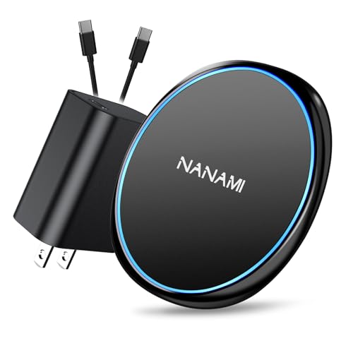 NANAMI Fast Wireless Charger, 7.5W Qi Certified Charging Pad with PD3.0 Adapter USB Charger for iPhone 15/14/13/12/11 Pro Max/XR/8 Plus/Airpods 2,10W for Samsung S24 Ultra S23 S22 S21 S20/Note 20