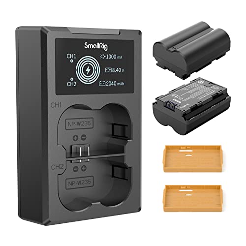SmallRig NP-W235 Camera Battery Charger Set for Fujifilm X-T5, X-T4, Double Slot NP-W235 Battery Charger for Fujifilm X-T5, X-T4, VG-XT4, X-S20, GFX50S II, GFX100S, X-H2, X-H2S, 2040mAh - 3822