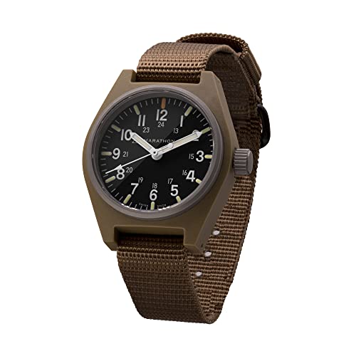 MARATHON 34mm Desert Tan General Purpose Quartz with MaraGlo (GPQ) - Ballistic Nylon Strap