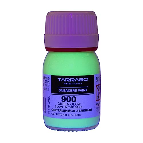 Tarrago Sneaker Leather Paint–Acrylic Customize Shoe Paint–For Sneakers, Boots, Bags, Purses–Matte,Flexible, Perfect Coverage–Glow In The Dark #900 – 0.8 Fl.Oz.