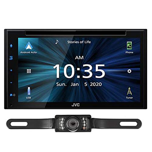 JVC KW-V660BT Apple CarPlay Android Auto DVD/CD Player with 6.8' Capacitive Touchscreen Bundled with + (1) License Plate Style Rear View Camera