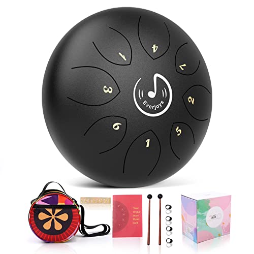 Steel Tongue Drum, 8 Notes 6 Inches C-Key Handpan Drum Percussion Instrument w/Gig Bag, Music Book and Mallets for Beginner Meditation Healing Concert Yoga Steel Drum