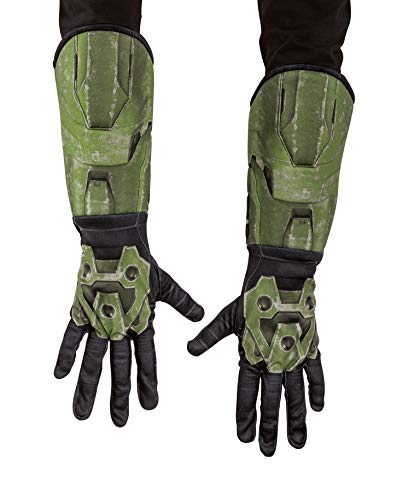 Disguise Halo Infinite Master Chief Gauntlets, Kids Costume Accessories, Child Size Video Game Inspired Cloth Gloves with Attached Gauntlet, Green & Black