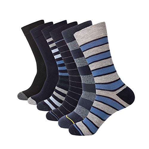 HHX YONLEE Gift Boxed Men's Dress Socks Blue Striped Design Business Sock Size 10-13