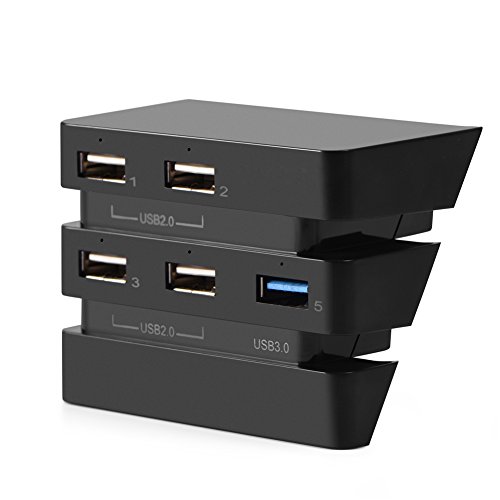 Azusumi High Speed 5-Port USB Hub 2.0 & 3.0 Expansion Hub Controller Adapter for PS4 Pro Game Console