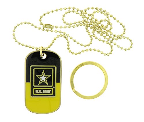 Eagle Crest U.S. Army Values United States USA Military Dog Tag Brass Plated Gold Necklace/Keychain