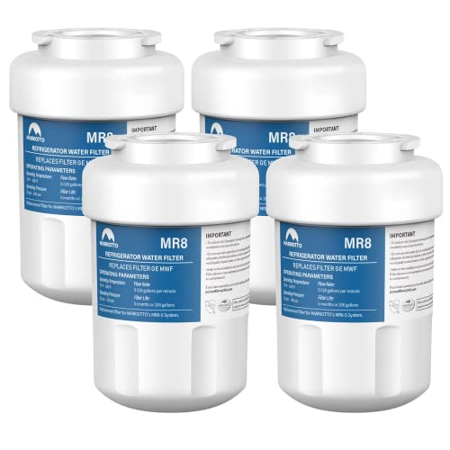 MARRIOTTO Water Filters for GE Refrigerators, Smart Water Filters for Refrigerators NSF 42 Certified Cartridges Compatible with MWF, MWFA, MWFP, GWF, GWFA, 46-9991, HDX FMG-1, WFC1201, 4 Pack