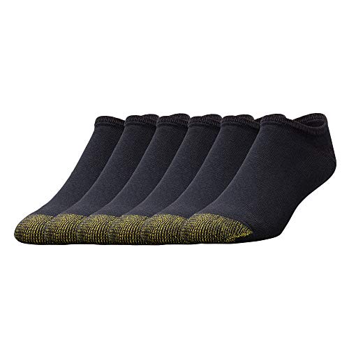 GOLDTOE Men's 656F Cotton No Show Athletic Socks, Multipairs, Black (6-Pairs), X-Large