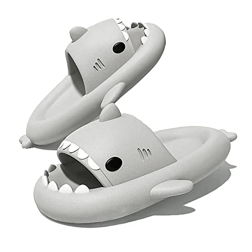 Aloiyue Shark Slides Thickness Upgrade Summer Cute Cartoon Shark Slippers for Women Men Non-Slip Open Toe Lightweight Sole Sandals Casual Unisex Beach Shoes, 7.5-8 Women/5.5-6.5 Men