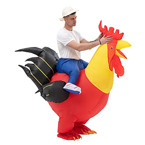 VURPOKSI Inflatable Ride-on Rooster Costume Air Blow up Suit Rooster Costumes Party Dress Halloween and Christmas Cosplay Adult Size