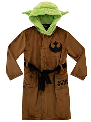 STAR WARS Boys Robe | Yoda Fleece Robes for Kids Brown Size 12