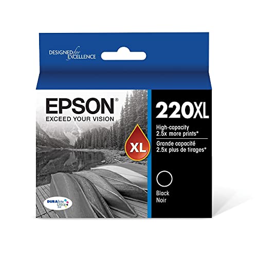 EPSON 220 DURABrite Ultra Ink High Capacity Black Cartridge (T220XL120-S) Works with WorkForce WF-2630, WF-2650, WF-2660, WF-2750, WF-2760, Expression XP-320, XP-420, XP-424