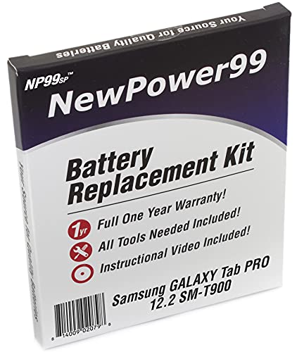 NP99sp Battery Kit for Samsung Galaxy Tab PRO 12.2 SM-T900 with Tools, Video Instructions and Battery by NewPower99