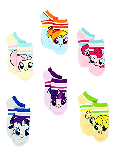 My Little Pony Girls 6 pack No Show Socks Set (Medium (6-8), Multicolor)