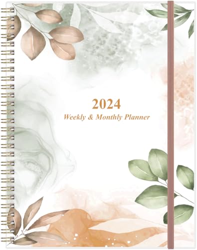 2024 Planner - A4 Weekly & Monthly Planner to Achieve Goals & Increase Productivity, January 2024 - December 2024, 8.5' x 11', Rose Leaf