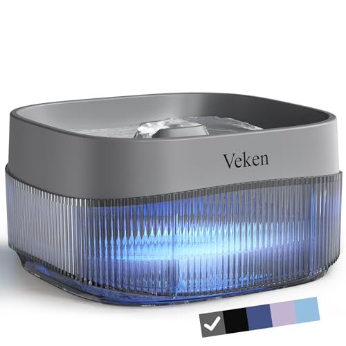 Veken Dog Water Fountain,135oz/4L Dog Water Bowl Dispenser and Automatic Pet Water Fountain for Small to Medium Dogs, Cats & Other Pets，Cat Water Fountain with Replacement Filter(Grey)