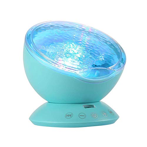 TOMNEW Night Light Projector, Ocean Wave Night Light for Kids Room, Remote and Timer, 8 Light Modes and Bulit-in Sound Machine Equipped with TF Card, Mermaid Decor Birthday Christmas Gifts (Blue)