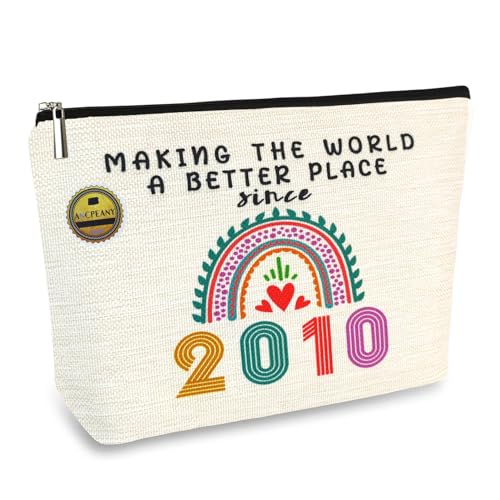 Gifts for 13 Year Old Girl, 13th Birthday Gifts for Teenage Girls, Funny 2010 Birthday Decorations Makeup Bags for Teens, Her, Sister, Daughter, Niece, Cute Cosmetic Travel Bag for Girls Trendy Stuff