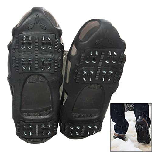 Ice Cleats Snow Traction Cleats Crampon for Walking on Snow and Ice Non-Slip Overshoe Rubber Anti Slip Crampons Slip-on Stretch Footwear