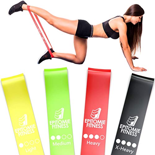 Resistance Band Set of 4 - Premium Natural Latex Fitness Bands for Home Exercises, Crossfit, Rehab, Physical Therapy, Stretching & More