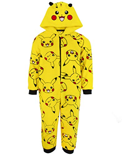 Pokemon Onesie Boys Pikachu Yellow 3D Ears Kids All In One 9-10 Years